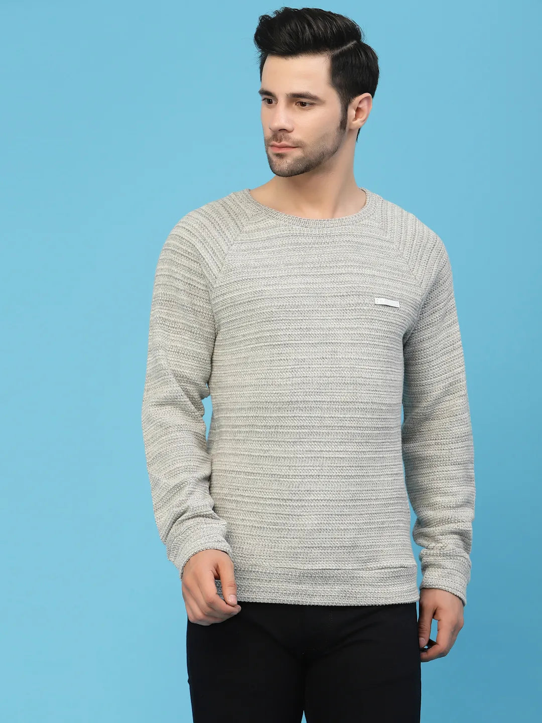 Flawless Men Grey Knitted Sweater Being Flawless