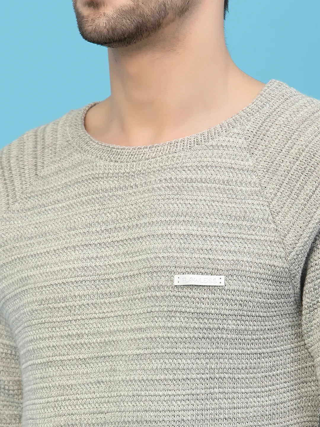 Flawless Men Grey Knitted Sweater Being Flawless