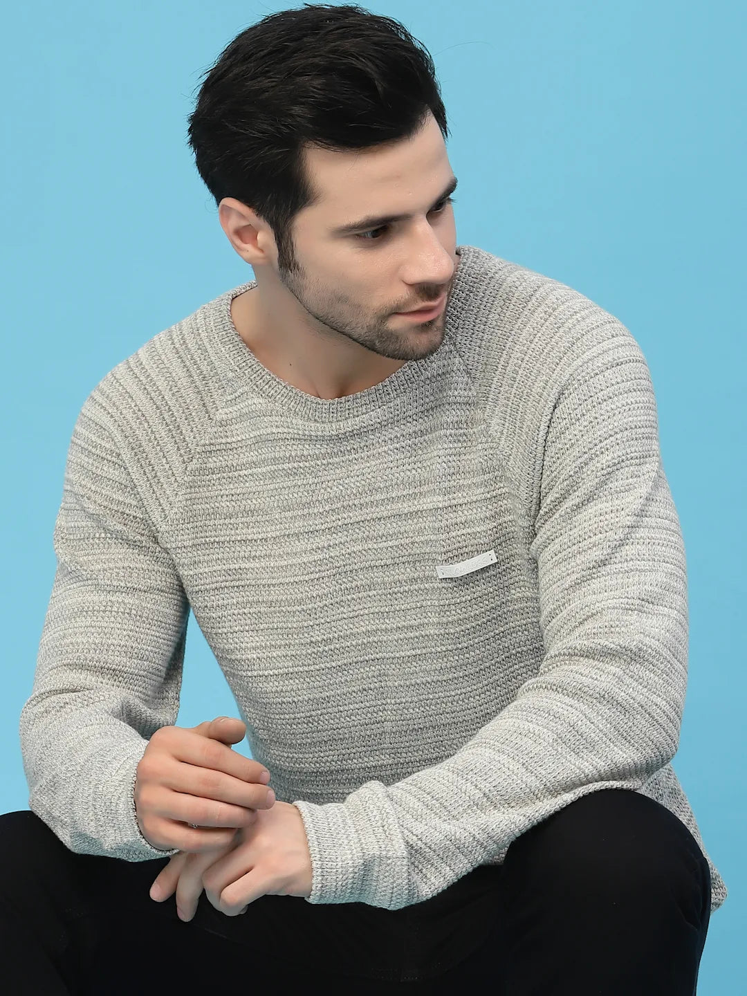 Flawless Men Grey Knitted Sweater Being Flawless
