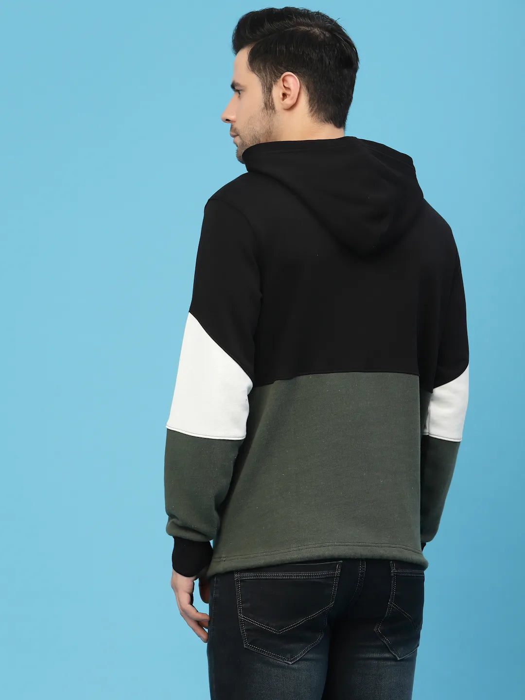 Flawless Men Olive Color Blocked Sweatshirt