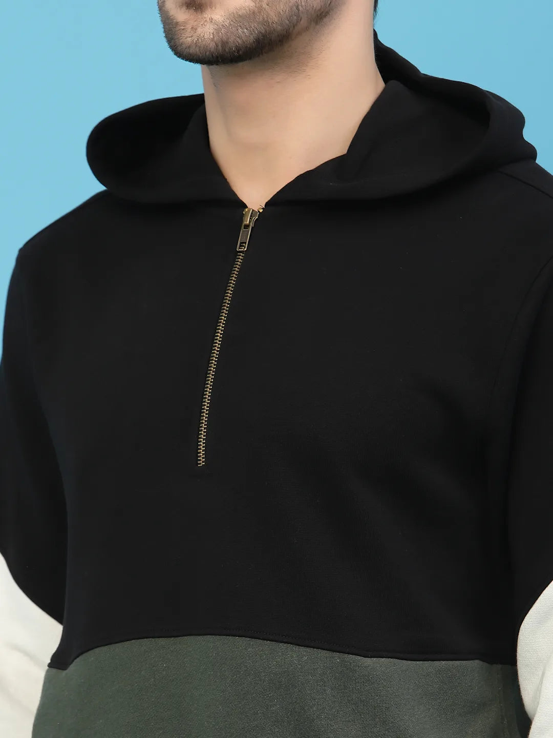 Flawless Men Olive Color Blocked Sweatshirt