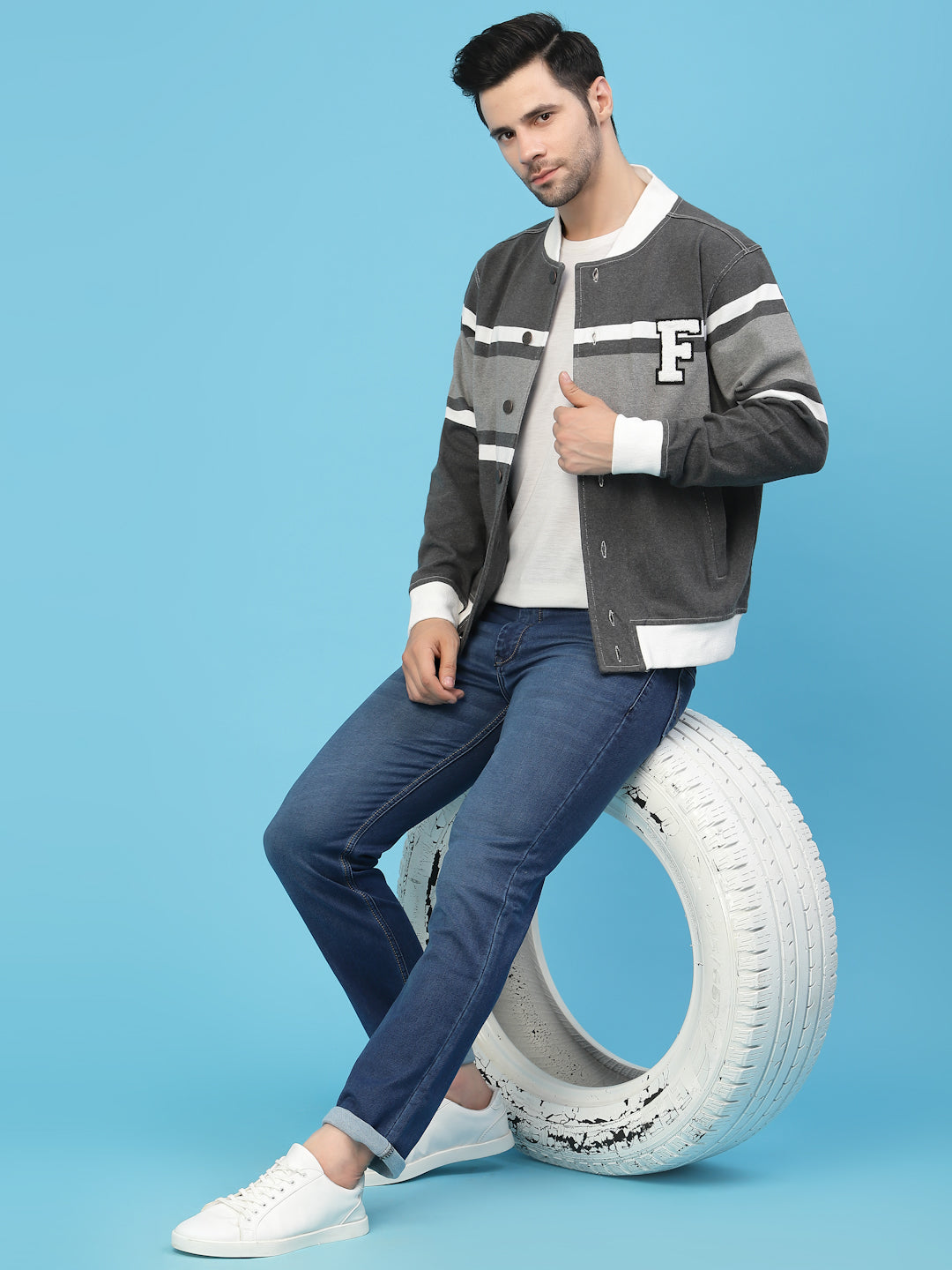 Flawless Men Multi-Color Cotton Bomber Jacket Being Flawless
