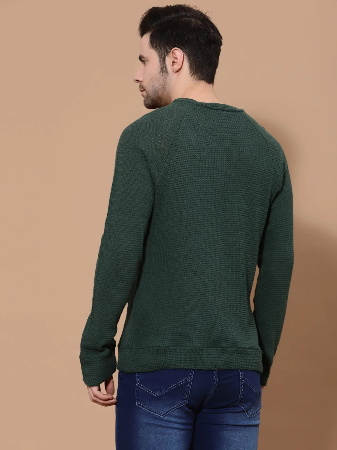Flawless Men Green Knitted Sweater
