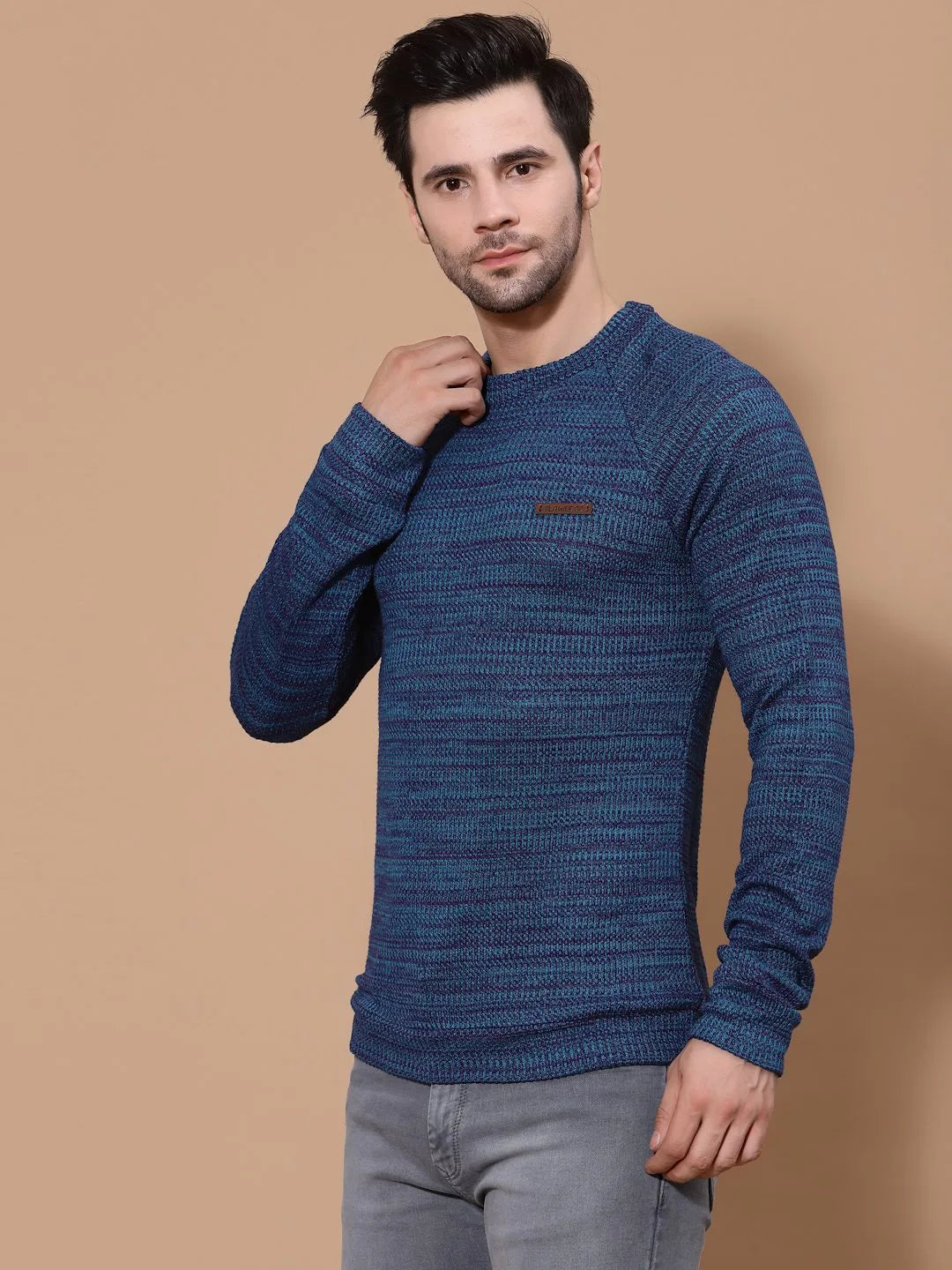 Flawless Mens's Blue Knitted Sweater