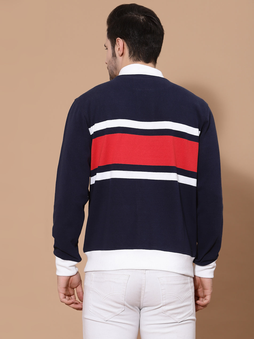 Flawless Men Colourblocked Cotton Bomber with Patchwork Jacket Being Flawless