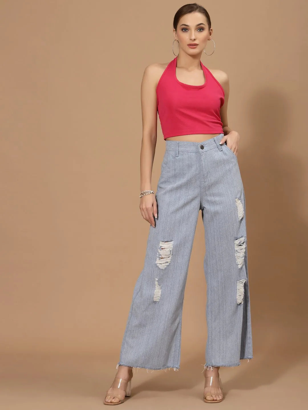 Flawless Women Sky Blue Flared Denim Being Flawless