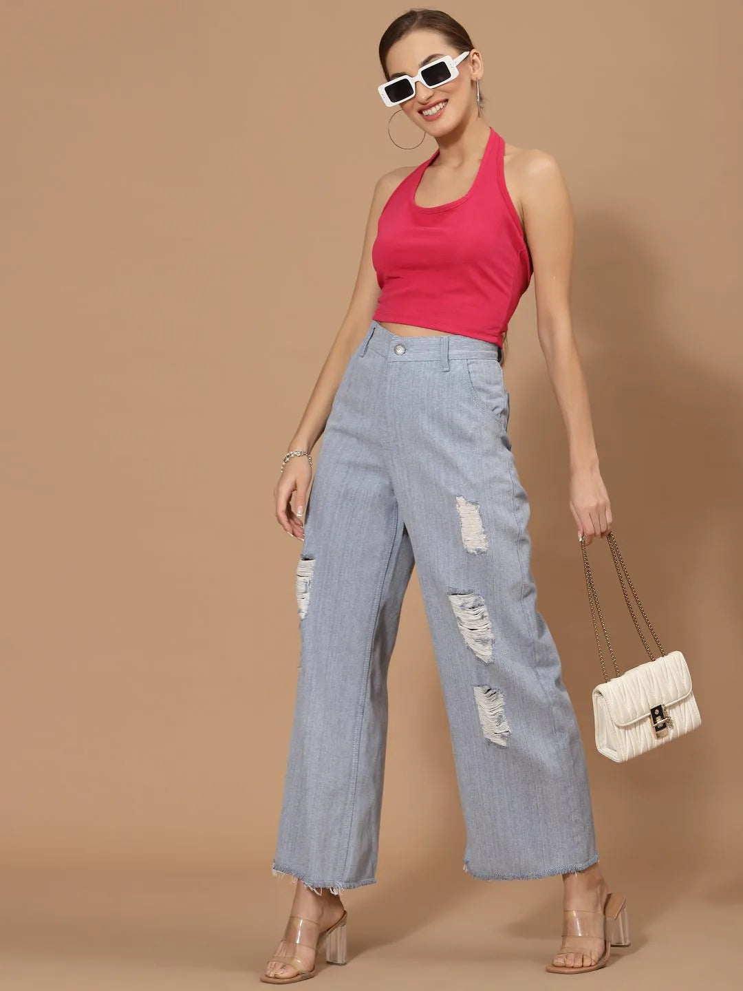 Flawless Women Sky Blue Flared Denim Being Flawless