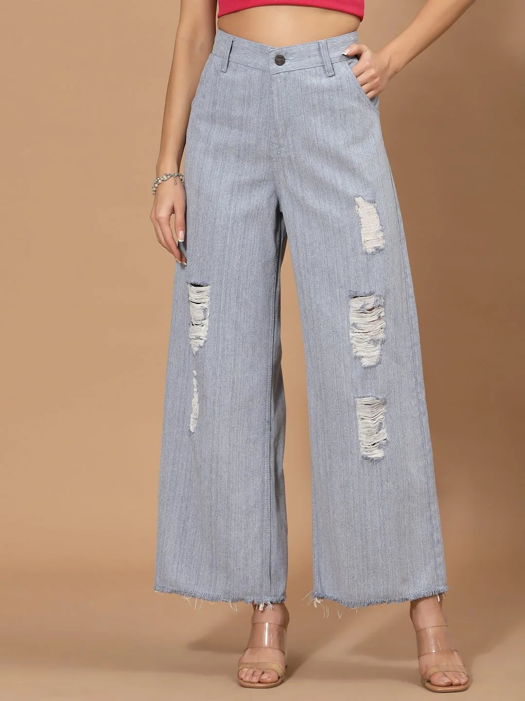 Flawless Women Sky Blue Flared Denim Being Flawless