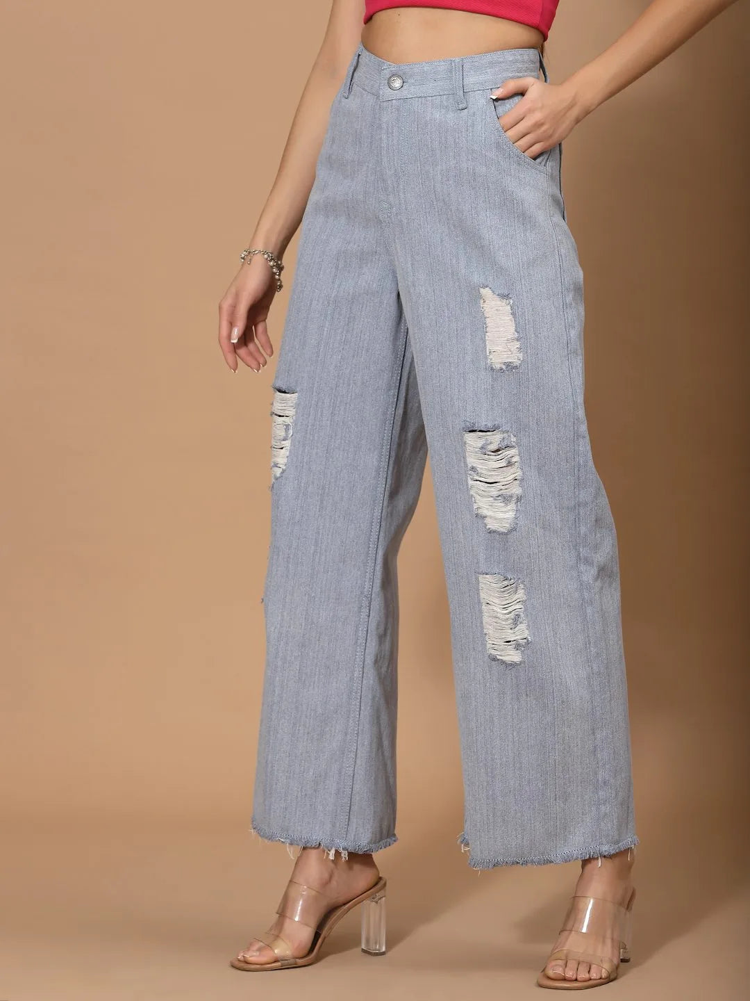 Flawless Women Sky Blue Flared Denim Being Flawless