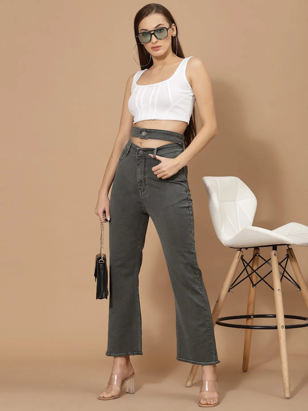 Flawless Women Olive Statement Depant Denim Being Flawless