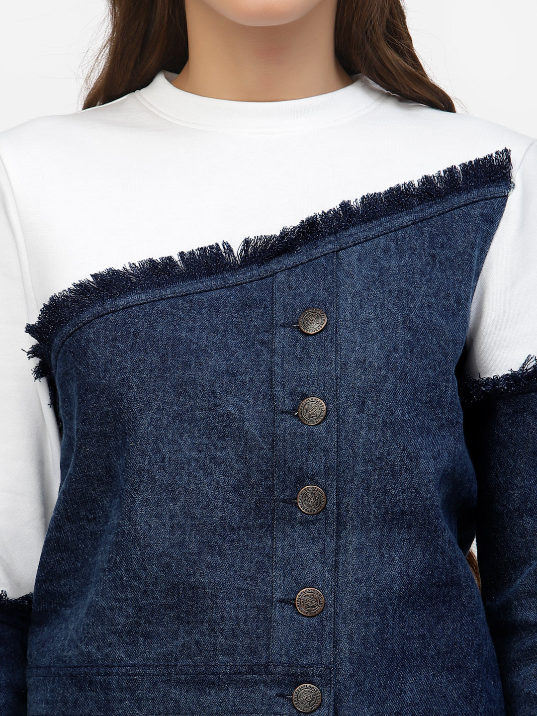 Flawless Women Stylish Blue And White Sweatshirt | MIXMATCH Being Flawless