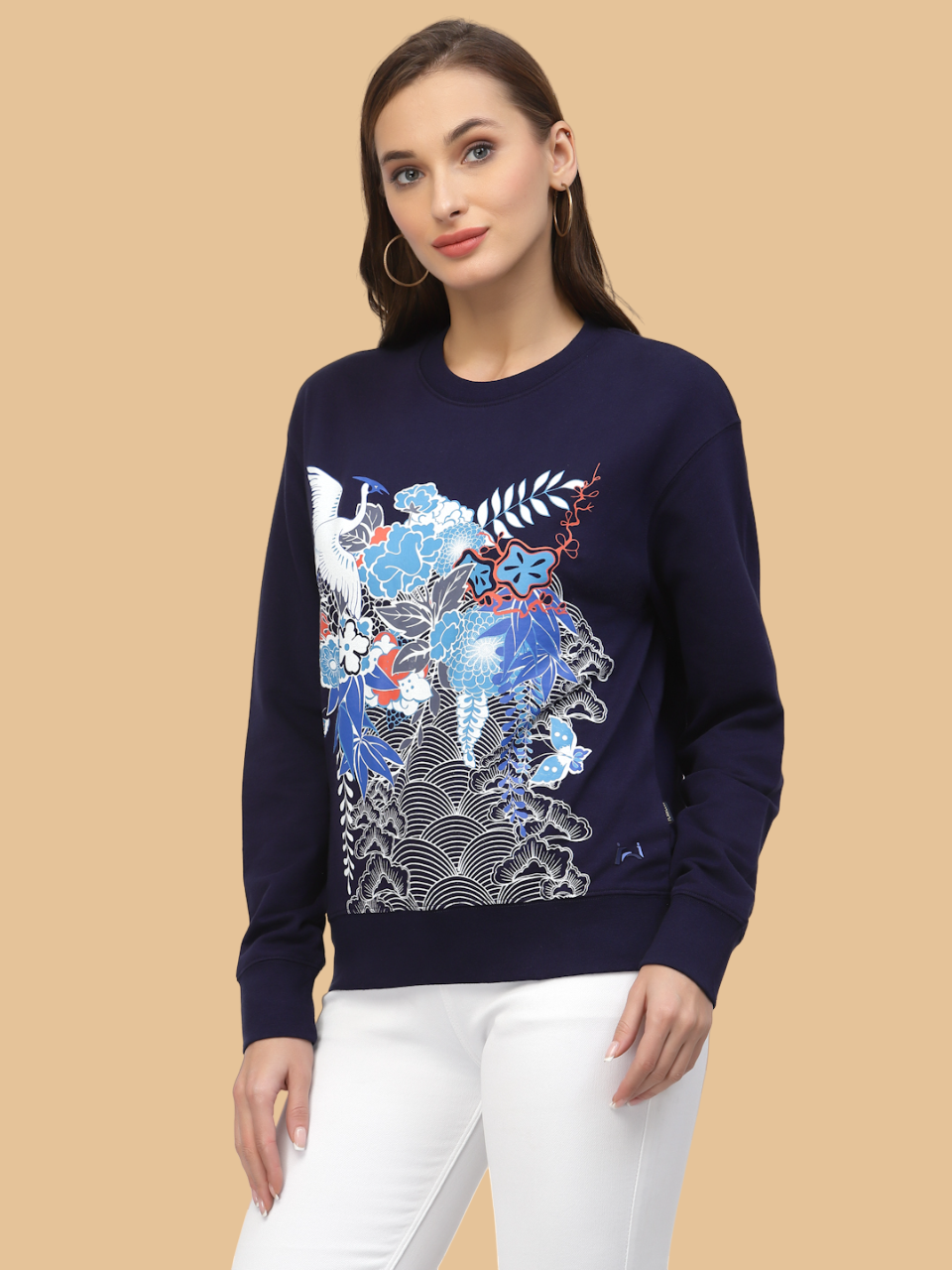 Flawless Printed Numb Navy Sweatshirt For Women Being Flawless