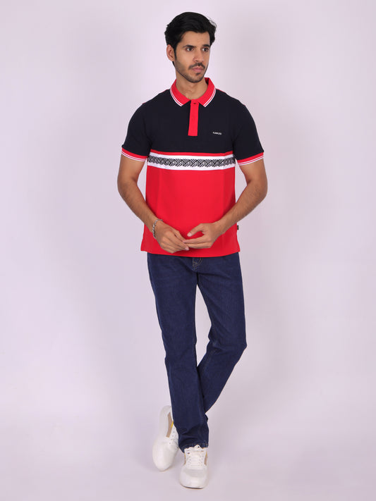 Red Cotton Polo T-shirt for Men - Casual, Comfortable, and Stylish Being Flawless