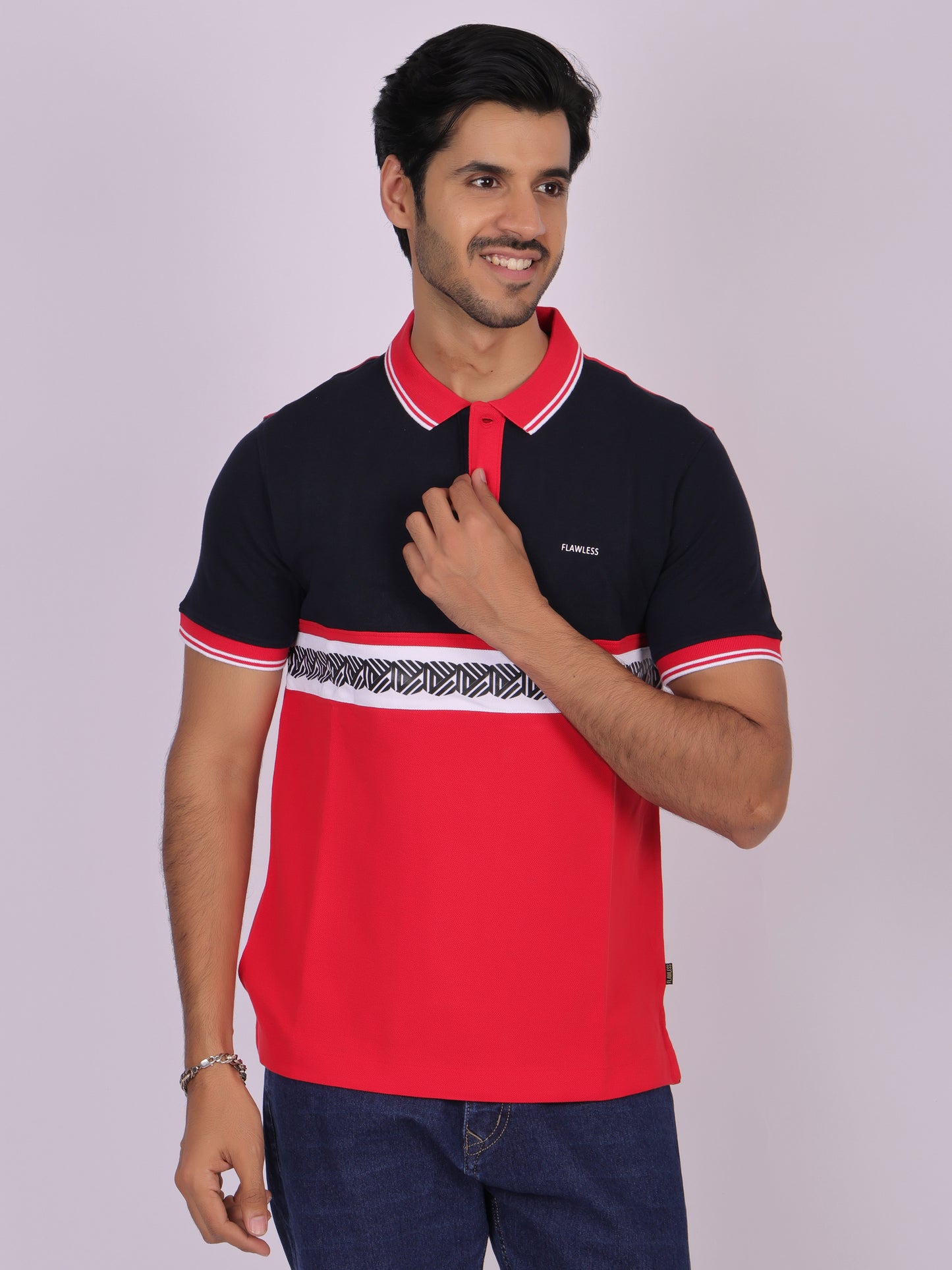 Red Cotton Polo T-shirt for Men - Casual, Comfortable, and Stylish Being Flawless