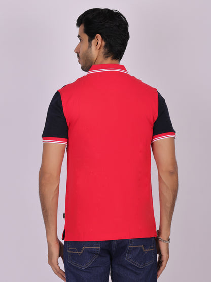 Red Cotton Polo T-shirt for Men - Casual, Comfortable, and Stylish Being Flawless