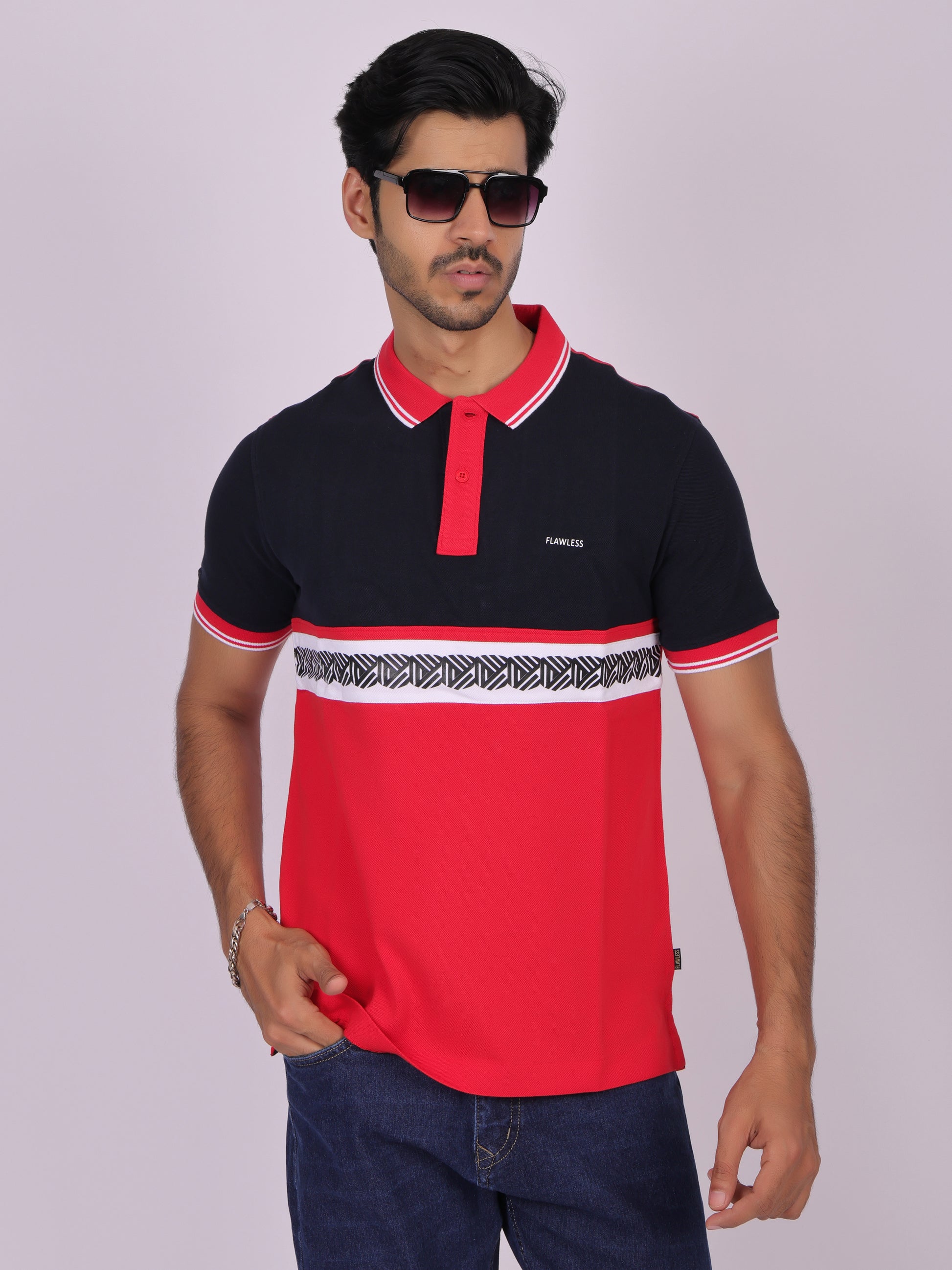 Red Cotton Polo T-shirt for Men - Casual, Comfortable, and Stylish Being Flawless