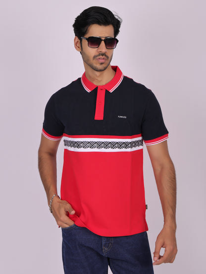 Red Cotton Polo T-shirt for Men - Casual, Comfortable, and Stylish Being Flawless