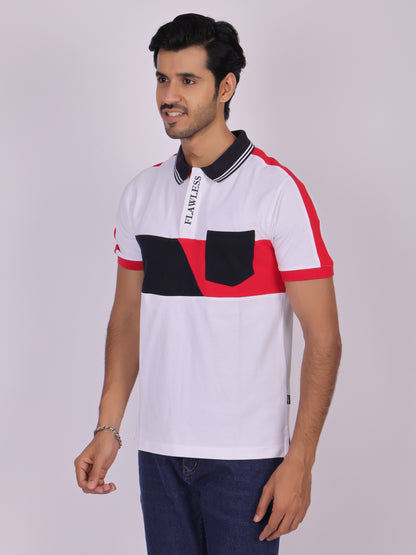 Flawless White Cotton Polo Shirt for Men Being Flawless