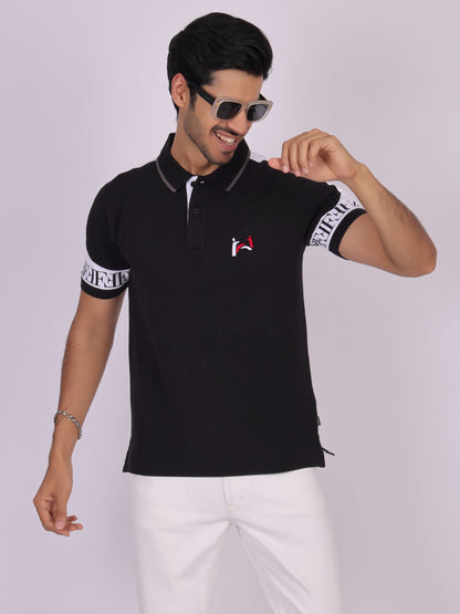 Men's Black Cotton Polo T-shirt - Casual, Comfortable, Versatile Being Flawless