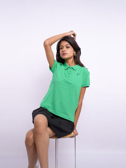 Flawless Women Guava Green Organic Polo T-Shirt Being Flawless