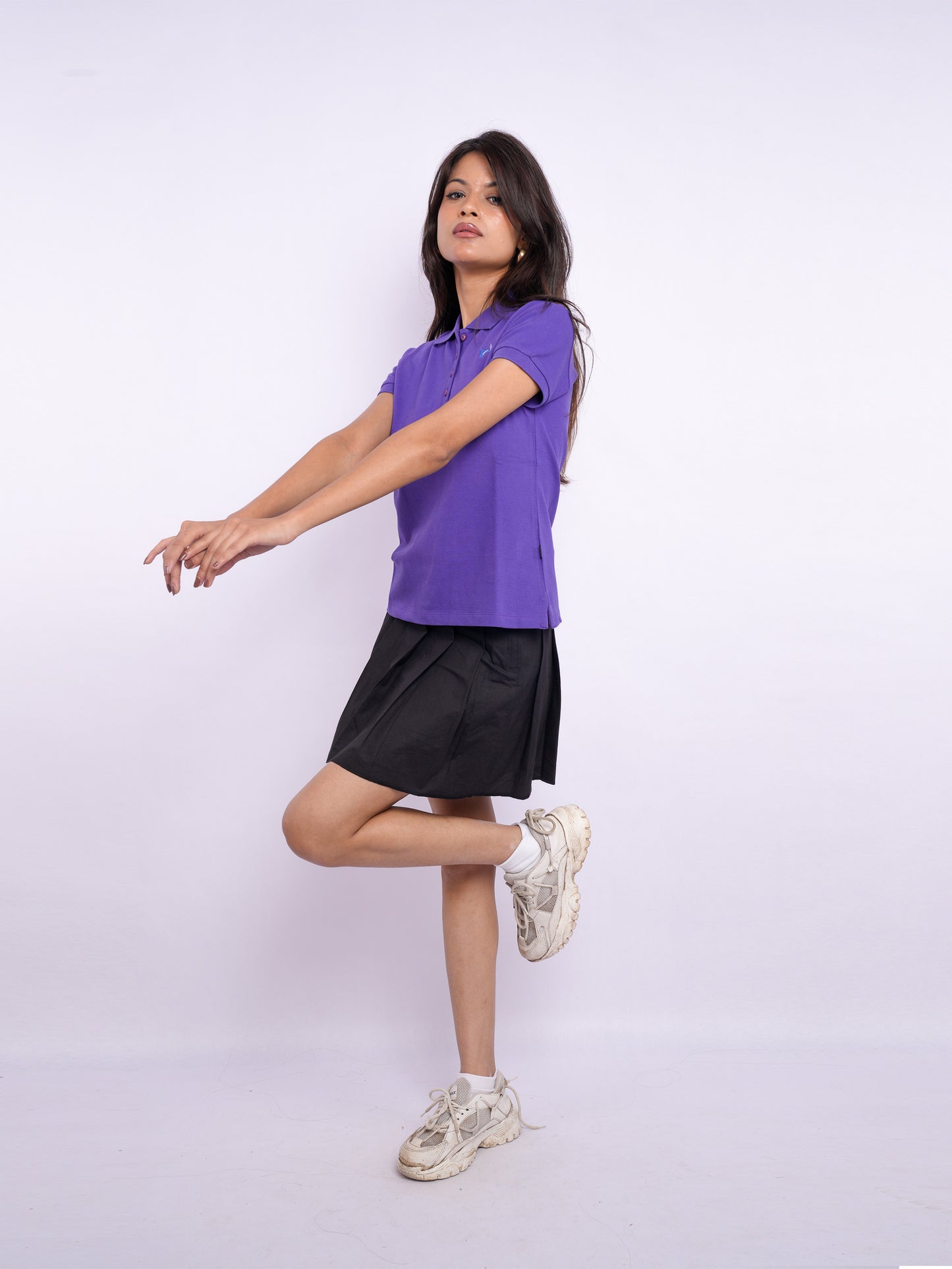 Flawless Women Purple Push Organic Polo T-Shirt Being Flawless