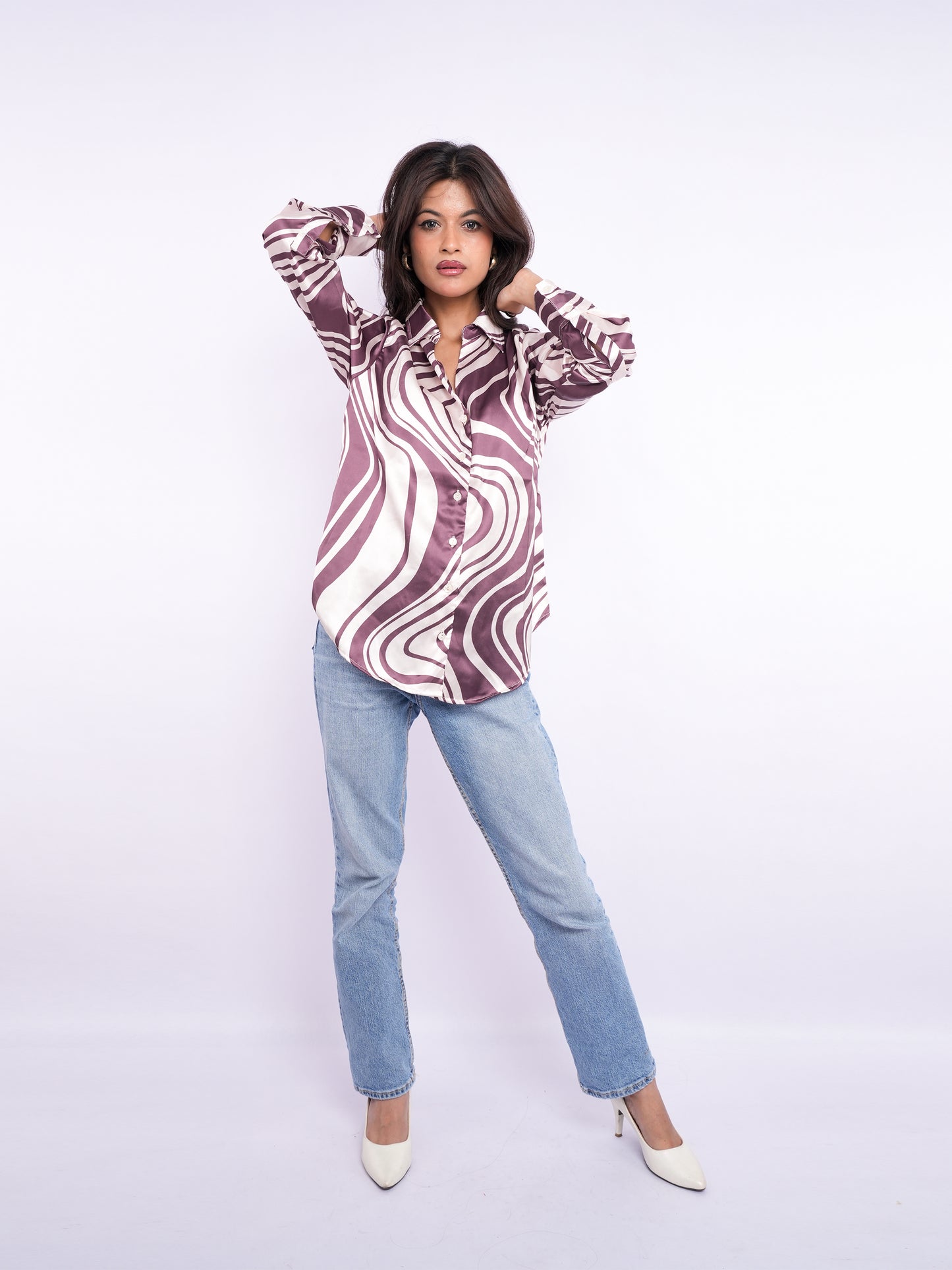 Flawless Women Printed Satin Shirt - Casual, Party, Office Wear Being Flawless