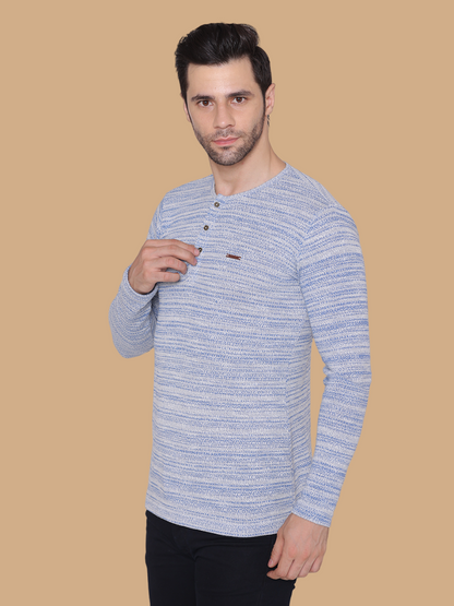 FLAWLESS MEN WINTER  BLUE KNITTED T-SHIRT Being Flawless