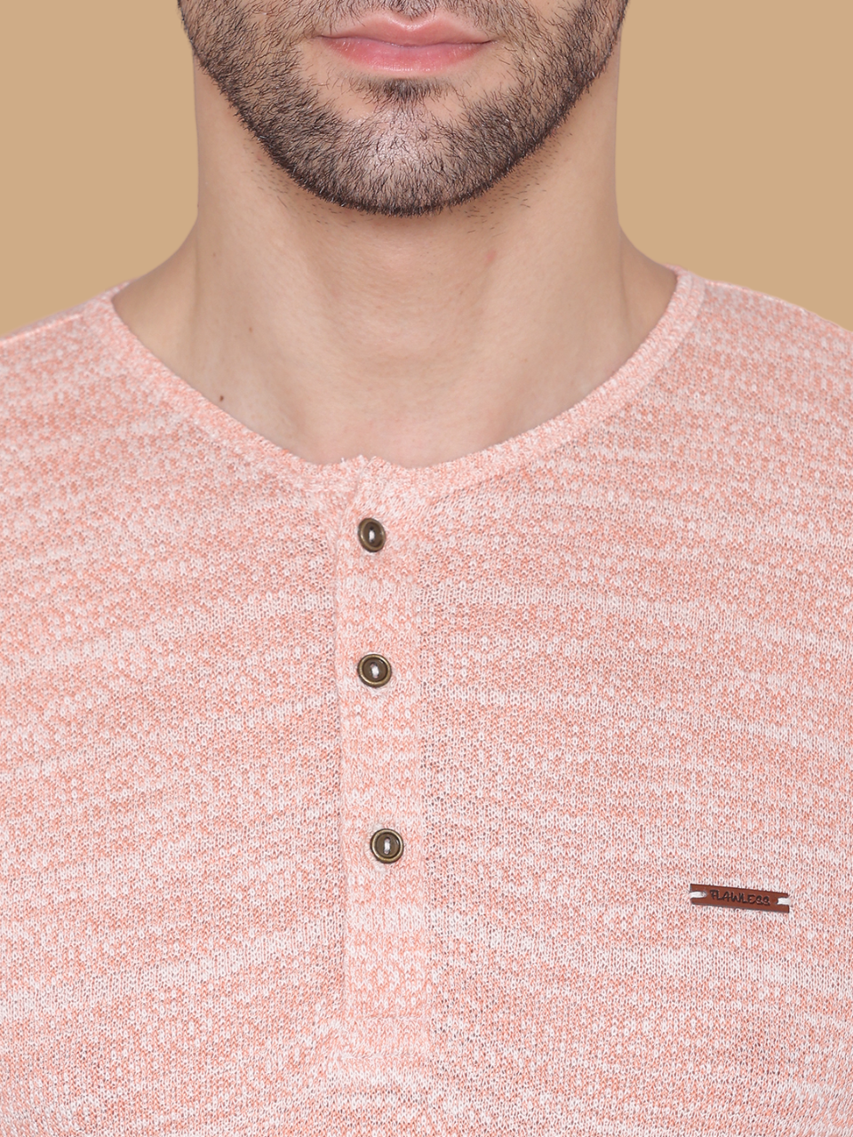 FLAWLESS MEN WINTER PEACH KNITTED T-SHIRT Being Flawless