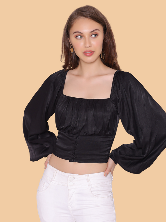 Flawless Women Black Party Crop Top | LIZZY Being Flawless