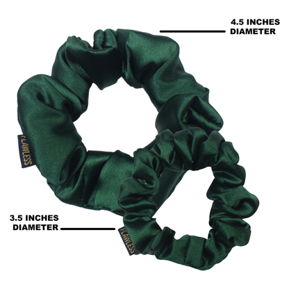 Flawless Luxury Satin Green Scrunchies For Women and Girls (Pack of 2) Being Flawless