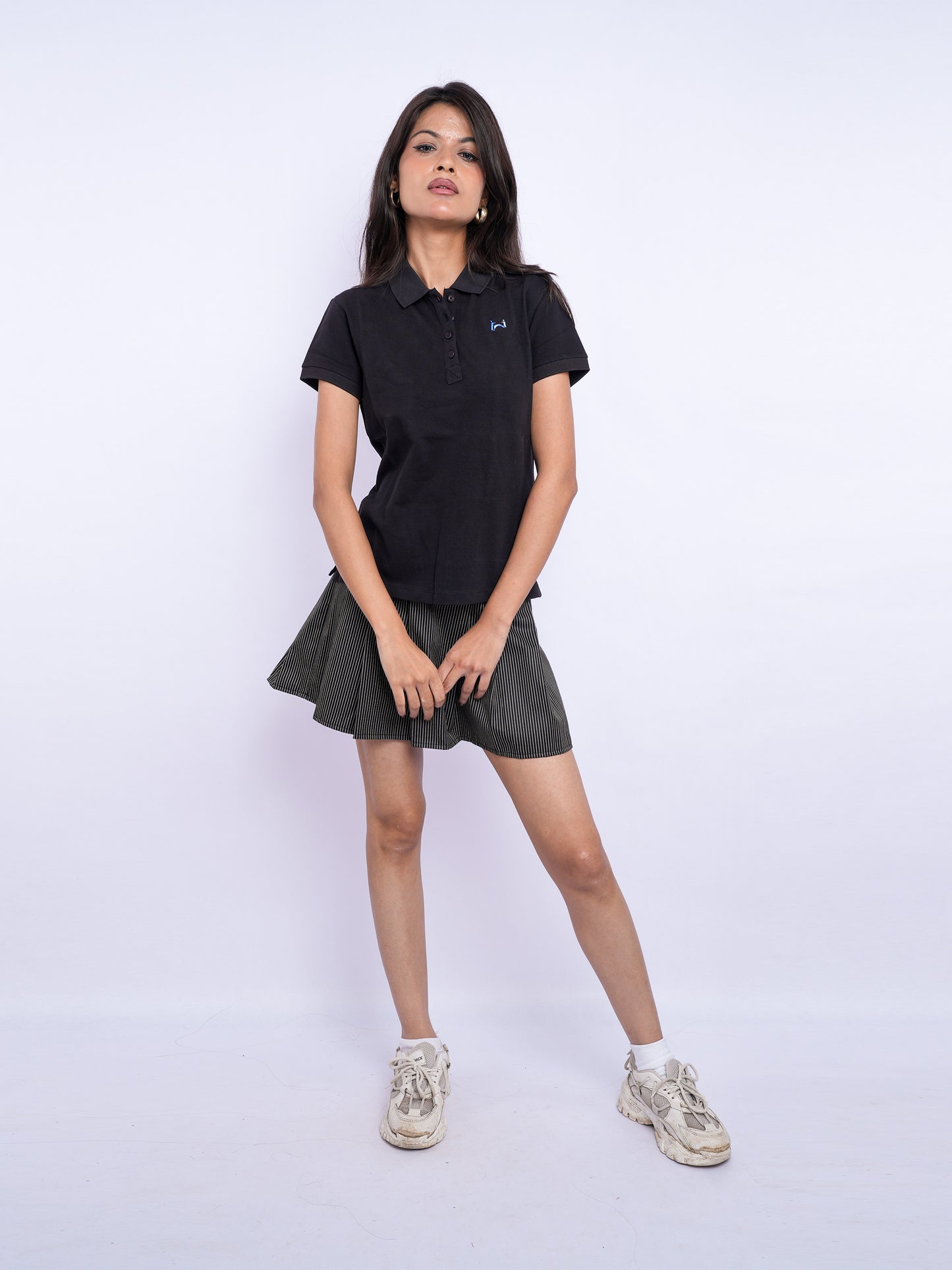 Flawless Women Black Bum Organic Polo T-Shirt Being Flawless