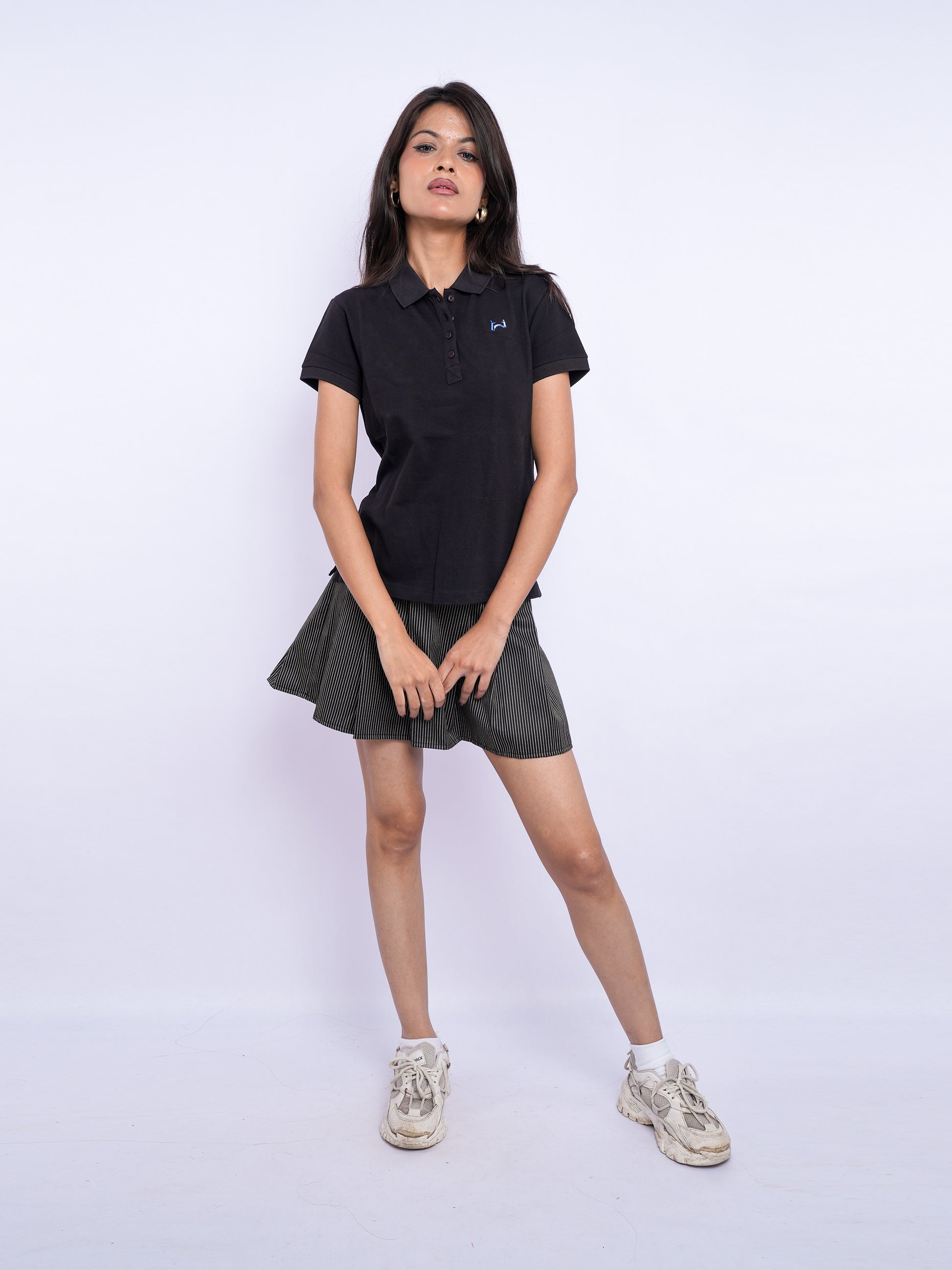 Flawless Women Black Bum Organic Polo T-Shirt Being Flawless