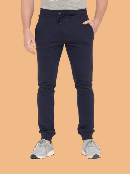 Flawless Casual Navy Solid Jogger For Men Being Flawless