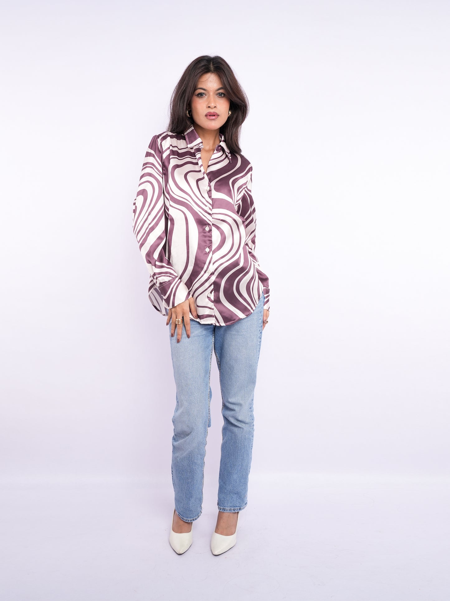 Flawless Women Printed Satin Shirt - Casual, Party, Office Wear Being Flawless