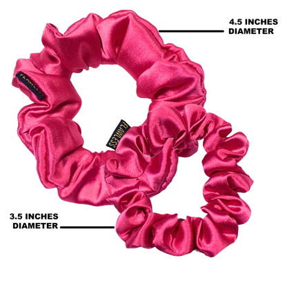 Flawless Pack Of 2 Pink-Hair Scrunchies in Silk Satin Being Flawless
