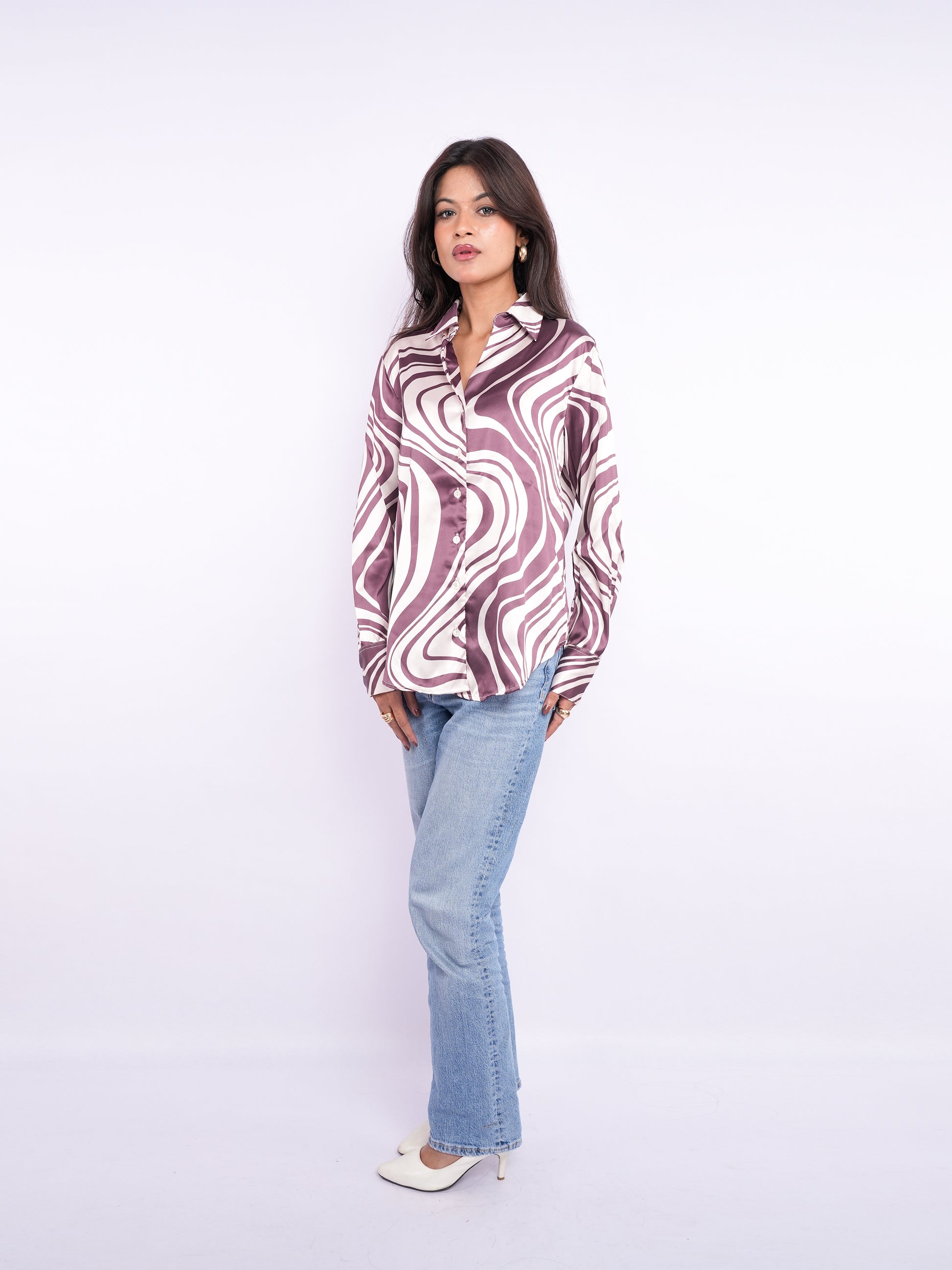 Flawless Women Printed Satin Shirt - Casual, Party, Office Wear Being Flawless