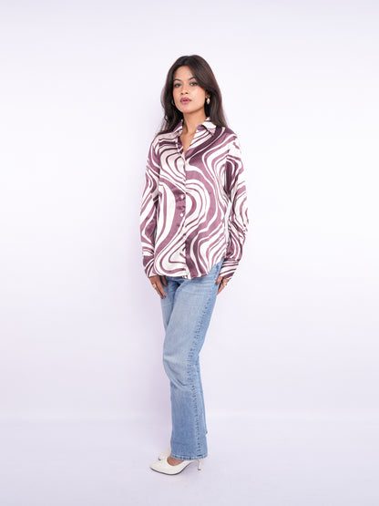 Flawless Women Printed Satin Shirt - Casual, Party, Office Wear Being Flawless