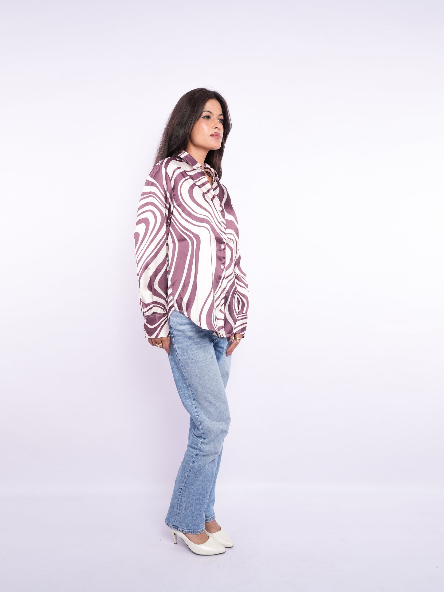 Flawless Women Printed Satin Shirt - Casual, Party, Office Wear Being Flawless