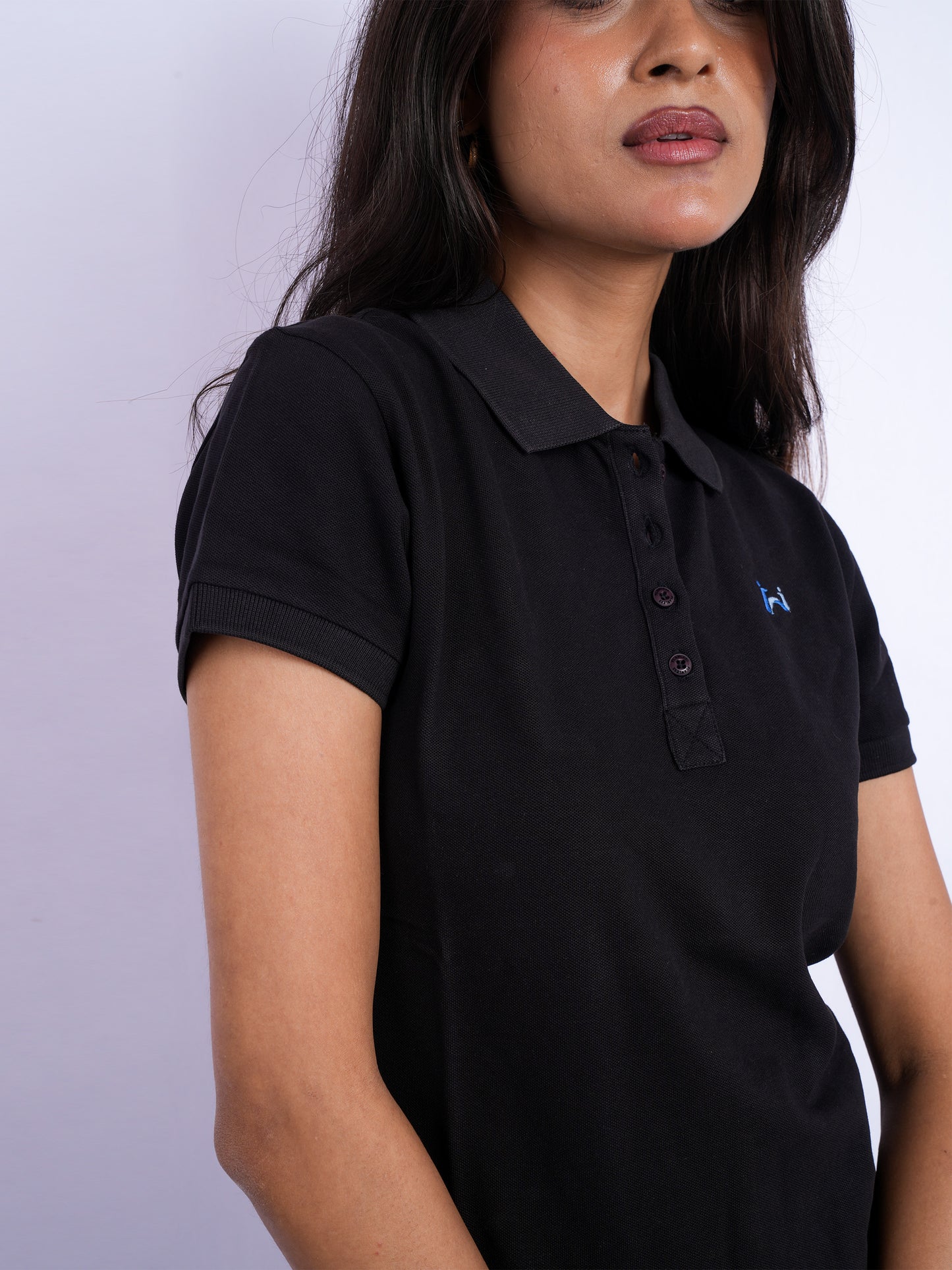 Flawless Women Black Bum Organic Polo T-Shirt Being Flawless