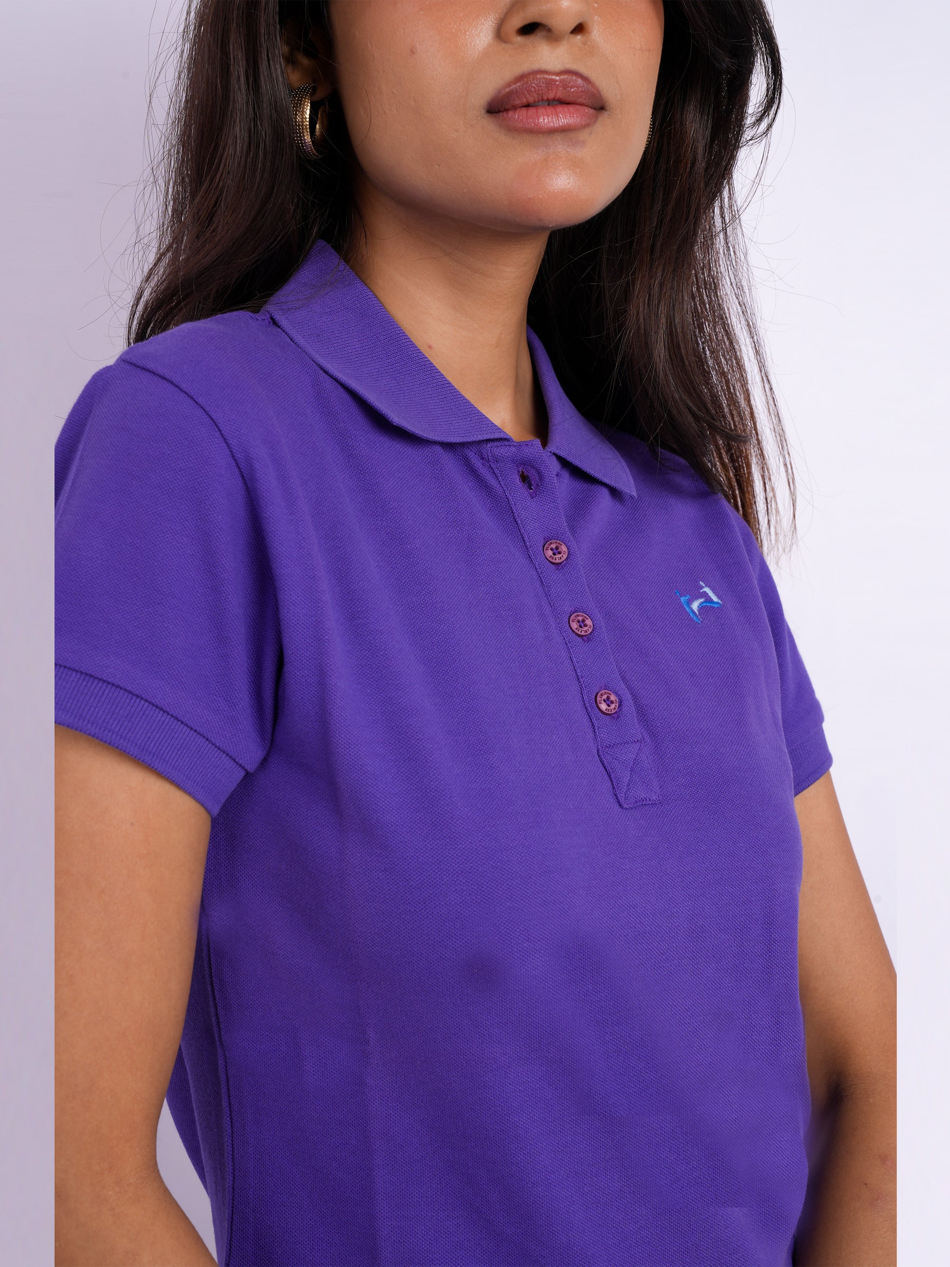 Flawless Women Purple Push Organic Polo T-Shirt Being Flawless