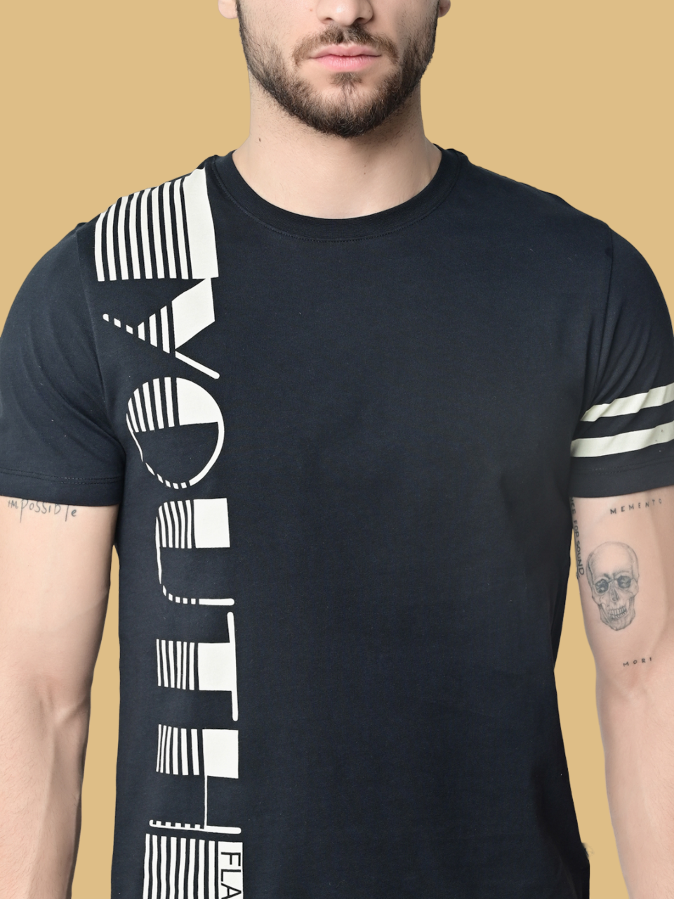 Flawless Men's Classic Black Cotton T-Shirt Being Flawless