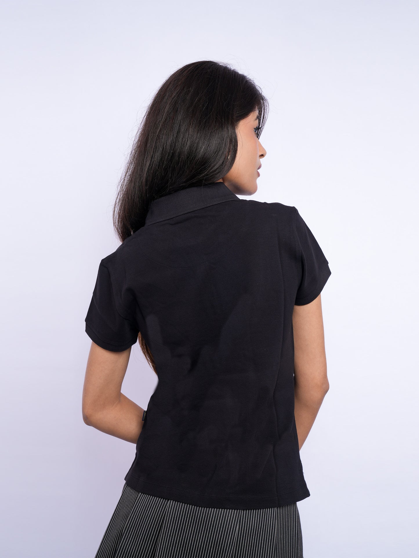 Flawless Women Black Bum Organic Polo T-Shirt Being Flawless