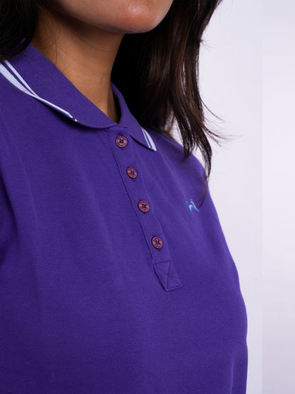 Flawless Women Perky Purple Organic Polo T-Shirt Being Flawless