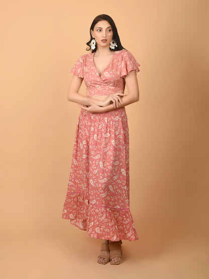 Flawless Women Pink Printed Co-Ord Sets | ROSE