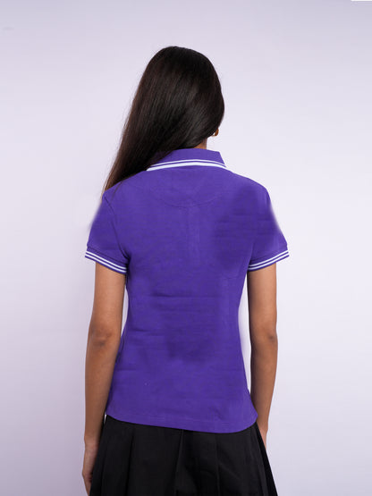 Flawless Women Perky Purple Organic Polo T-Shirt Being Flawless