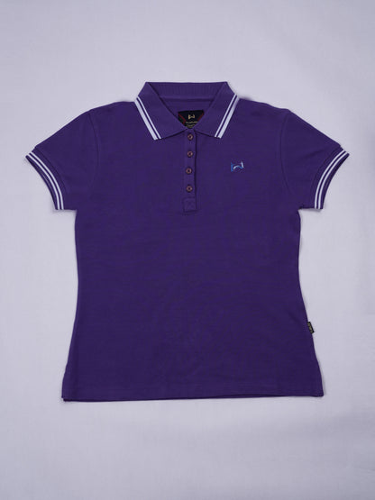 Flawless Women Perky Purple Organic Polo T-Shirt Being Flawless