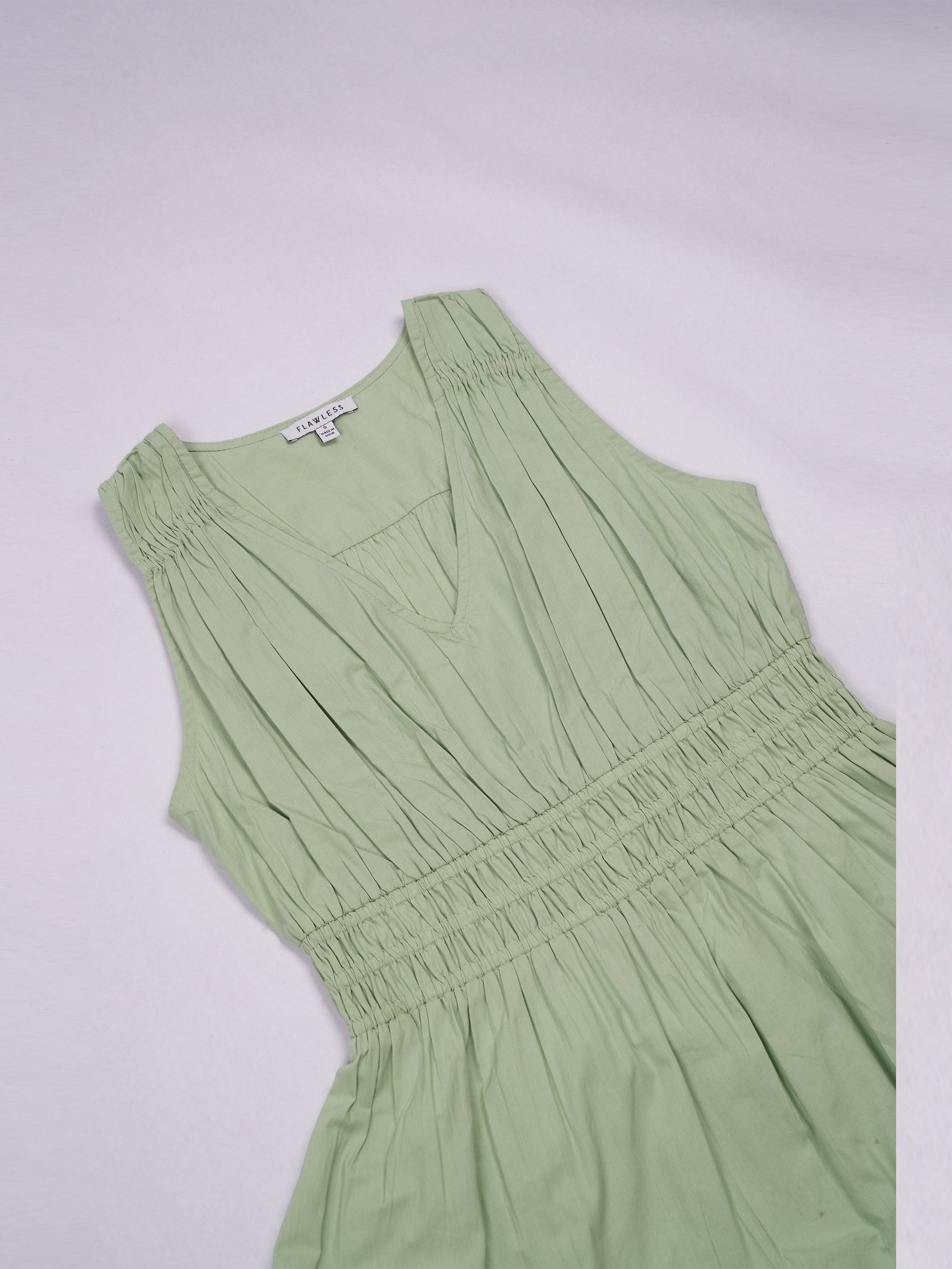 Flawless Cotton Fit and Flare Dress - Green color Being Flawless