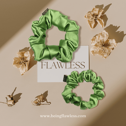 Flawless Set of 2 Soft Silk Satin Scrunchies for Gentle Hair Care Being Flawless