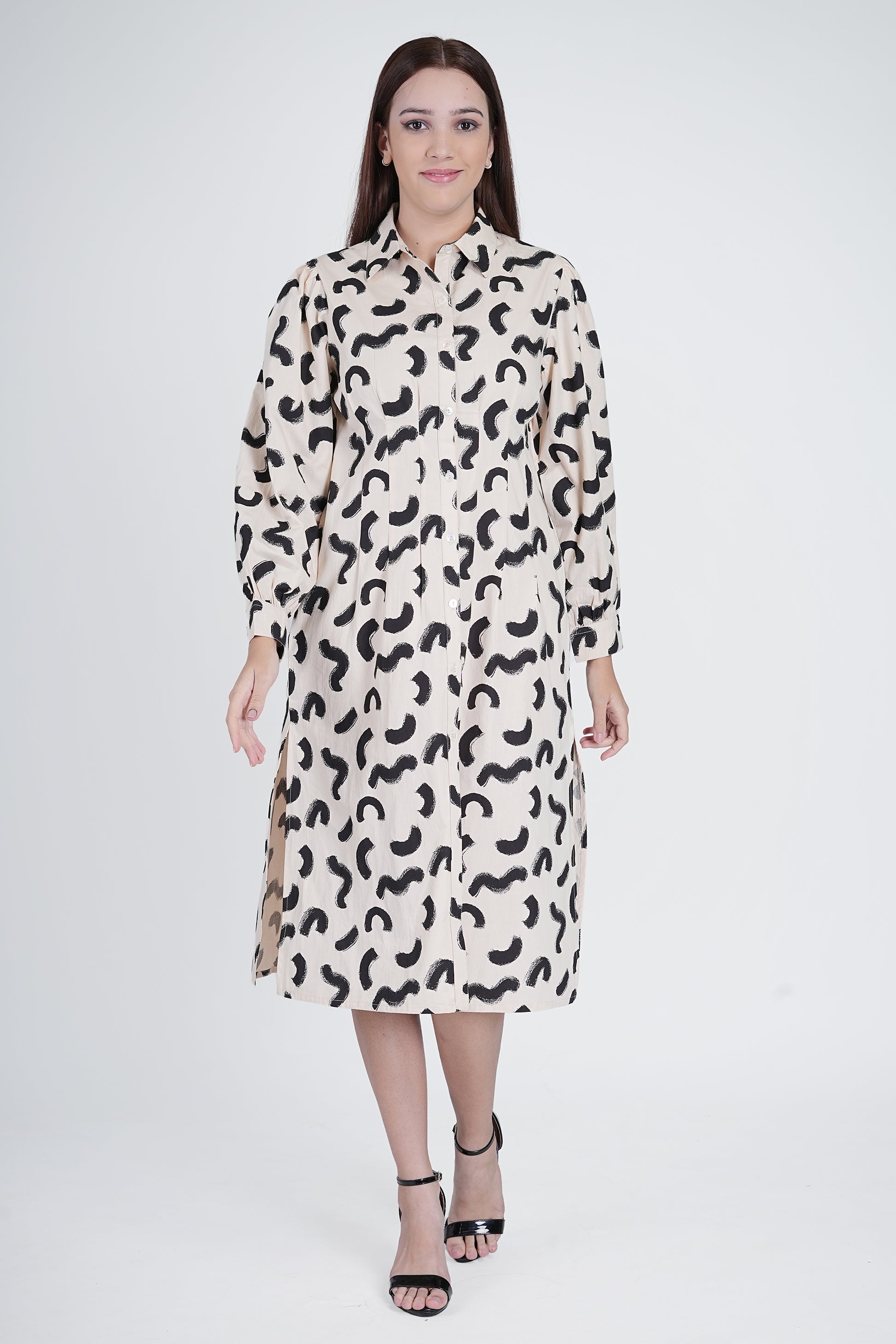 Cotton Off-White Printed Dress for Women Being Flawless