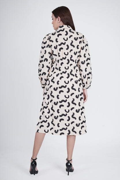 Cotton Off-White Printed Dress for Women Being Flawless